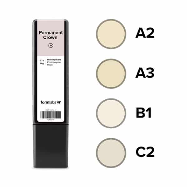 Shining 3D Try-In Denture Resin (DT01). Application : temporary crown and bridge . Available in A1/A2 /A3 and B1 colors