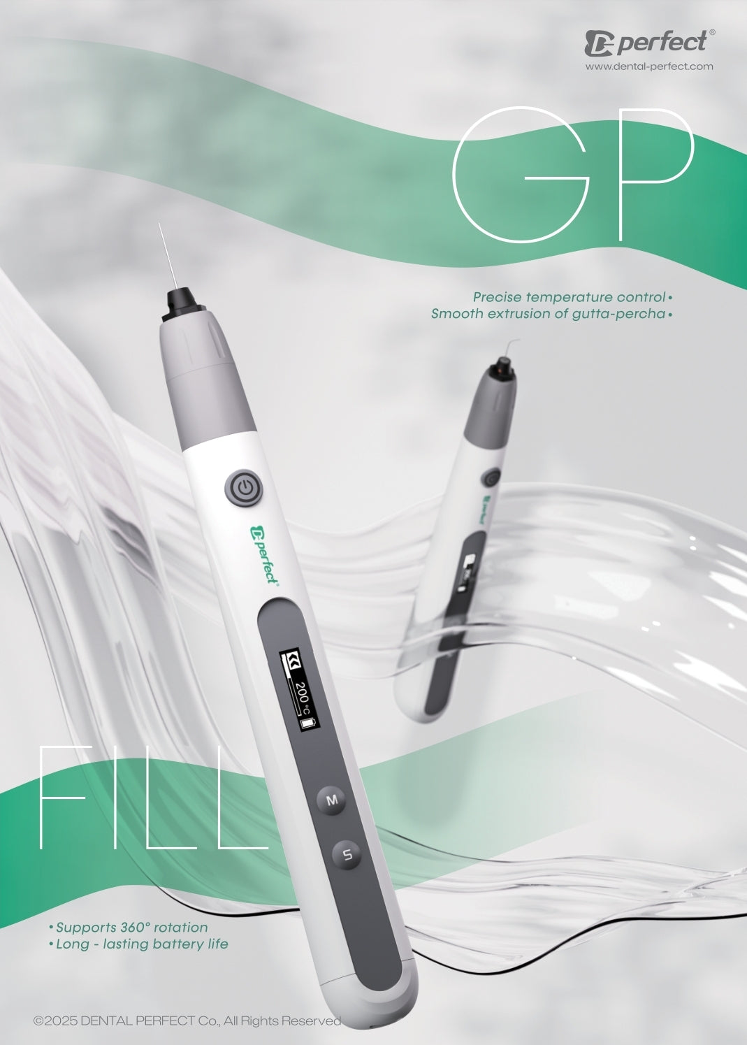 Gutta-percha cutter Precise temperature. Smooth extrusion of gutta-percha
