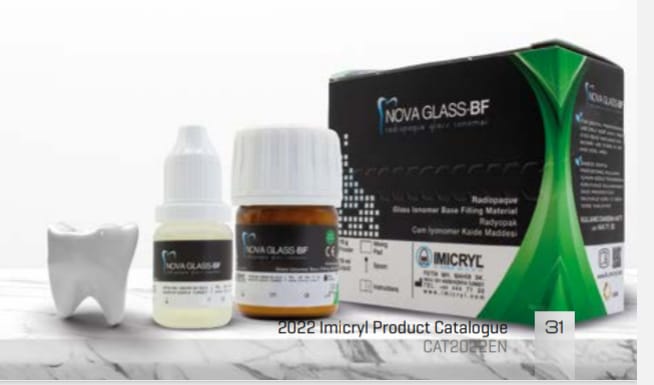 Glass ionomer cements (CVI) for dental restorations. NOVA GLASS-BF Glass Ionomer Base Filling Cement